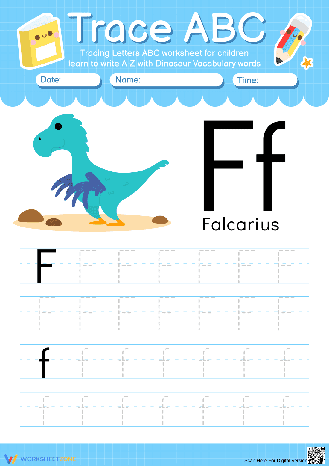 Trace the Letter F Worksheet - Page 1