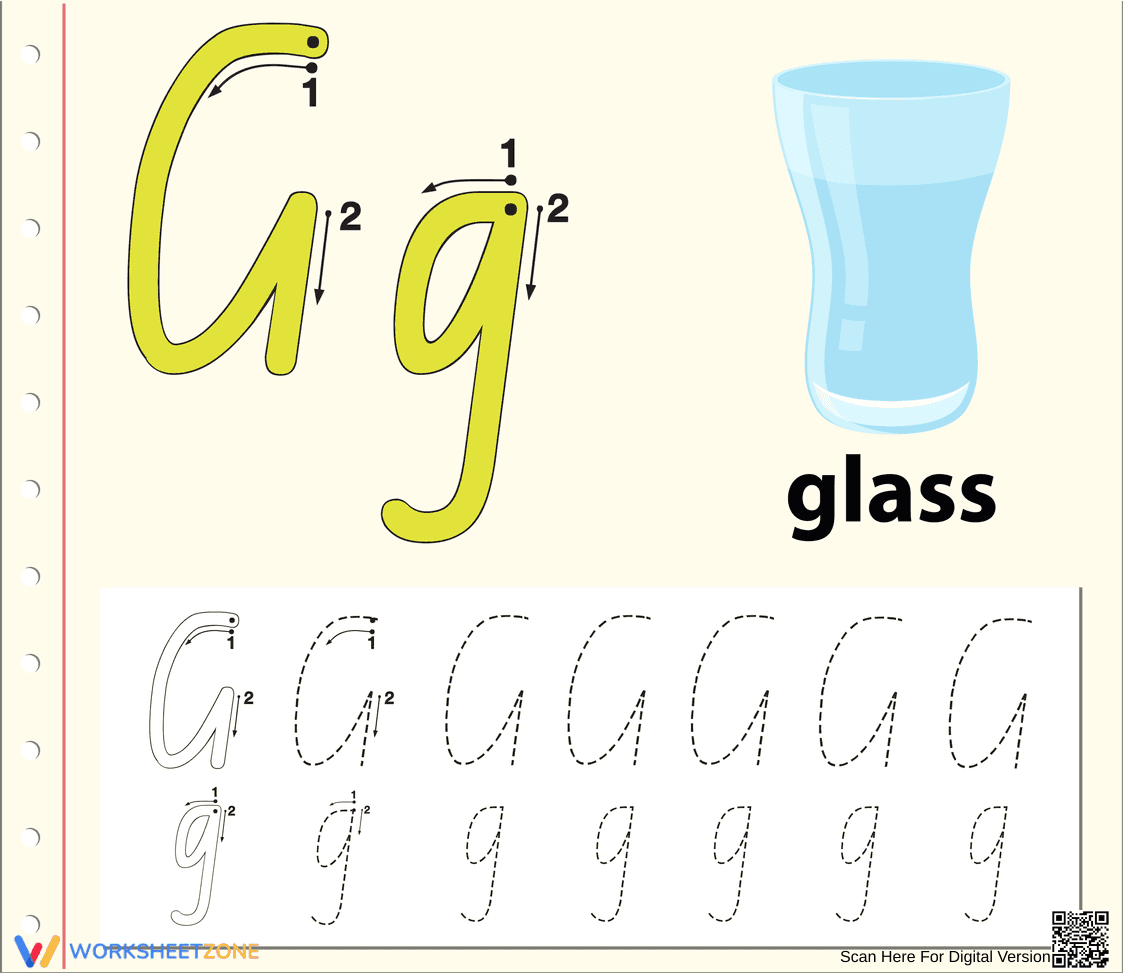 'G' is for Glass Worksheet - Page 1