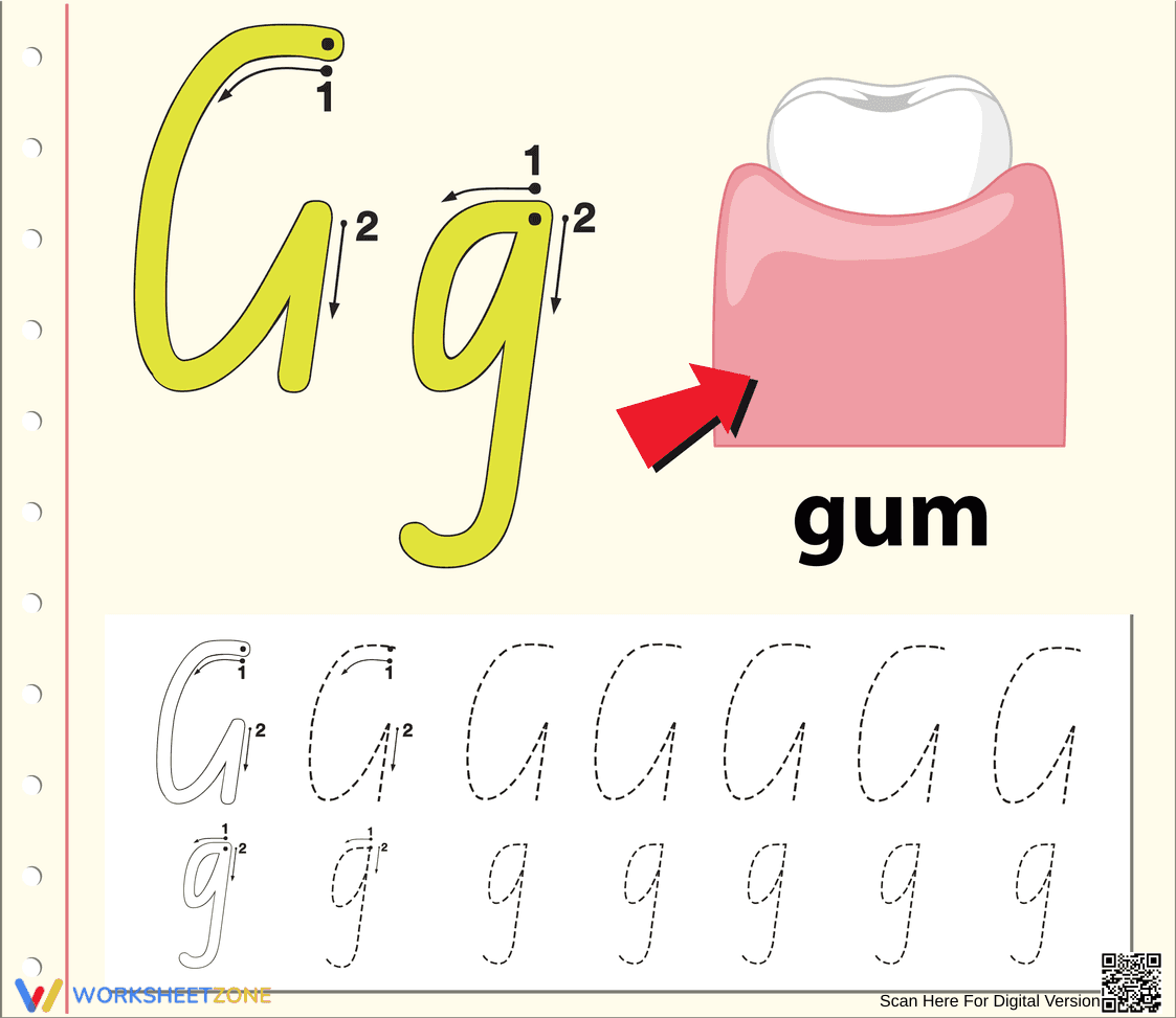 'G' is for Gum Worksheet - Page 1