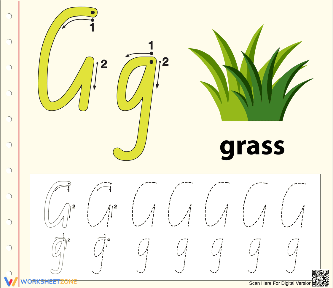 'G' is for Grass Worksheet - Page 1