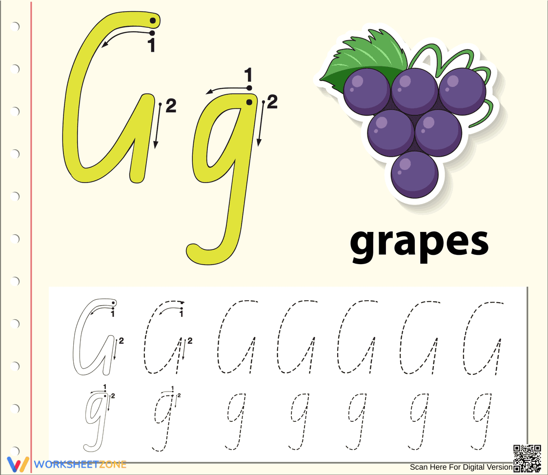'G' is for Grapes Worksheet - Page 1