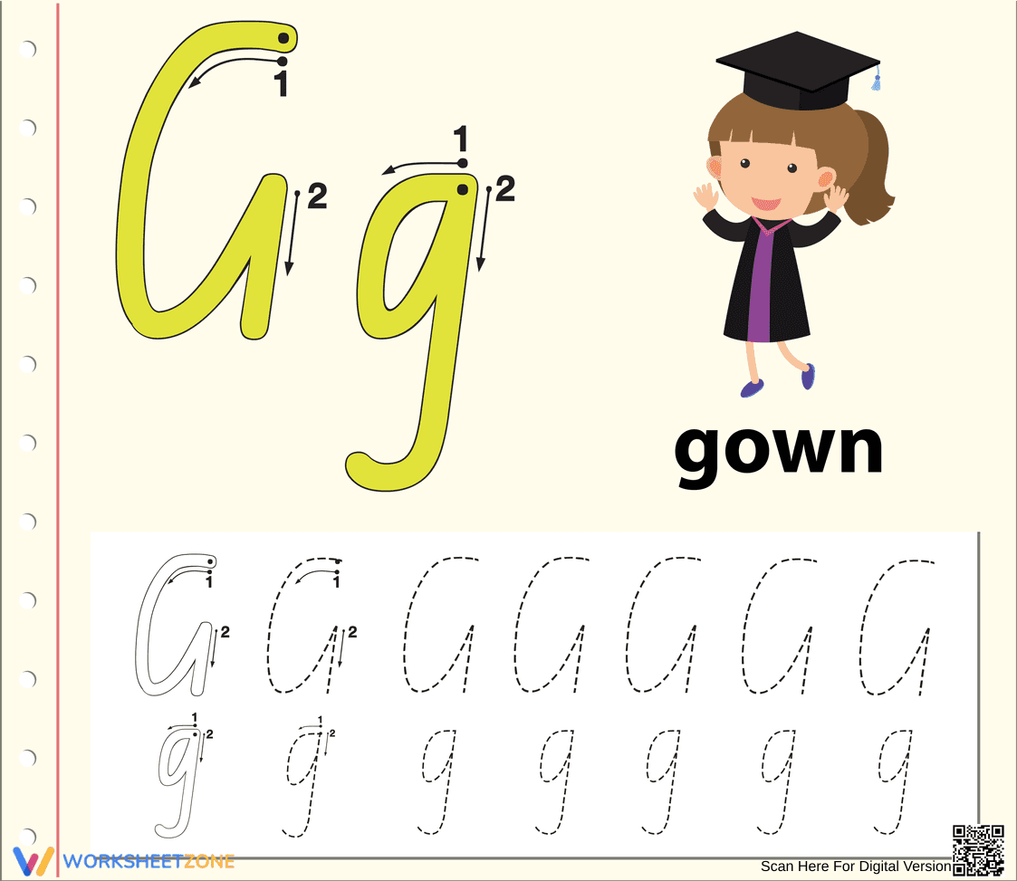 'G' is for Gown Worksheet - Page 1