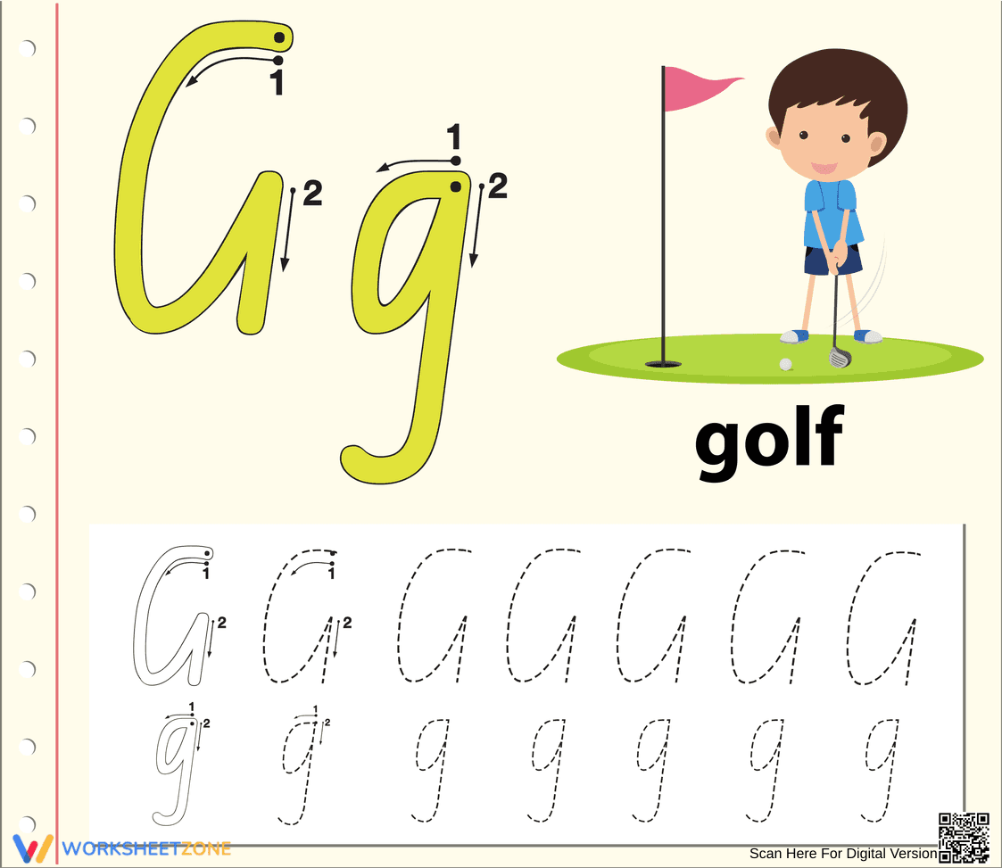 Printable Cursive G Tracing Worksheet | Grade 1 - Page 1
