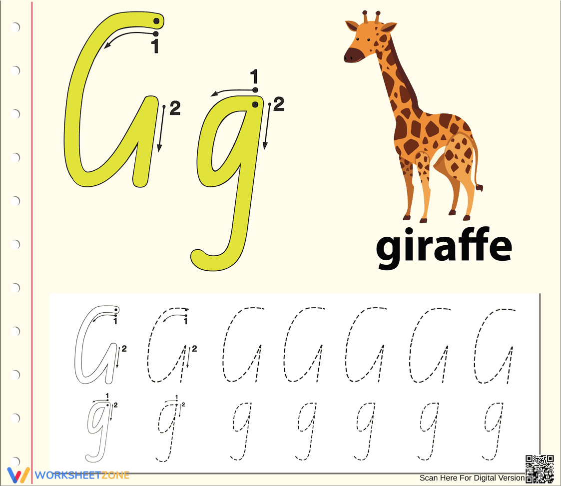 Cursive Letter G Tracing Worksheet | Essential Grade 1 - Page 1