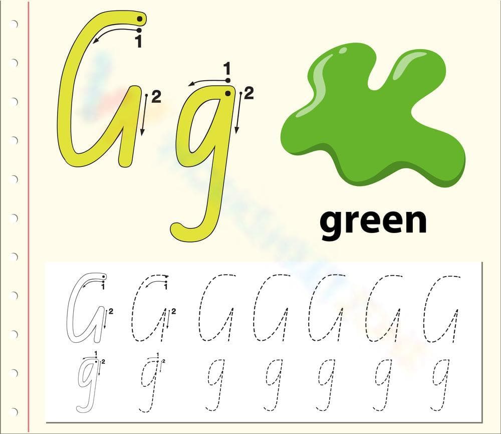 Handwriting Practice Tracing Letter G - Page 1