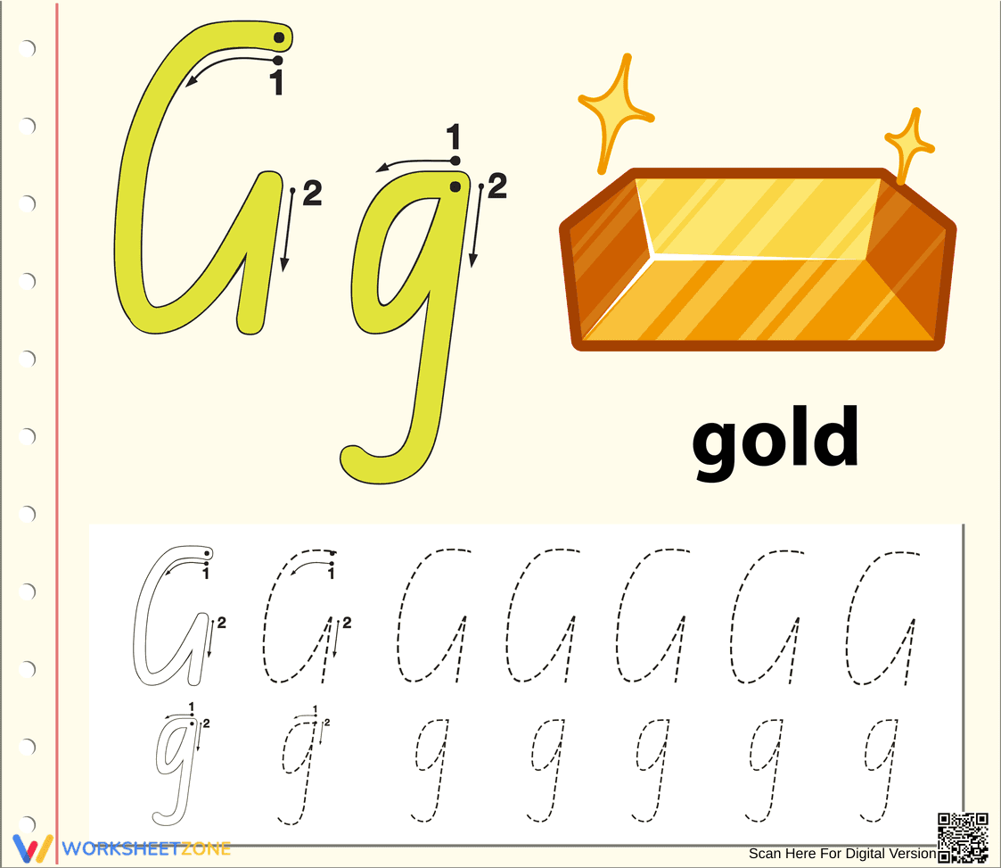 'G' is for Gold Worksheet - Page 1