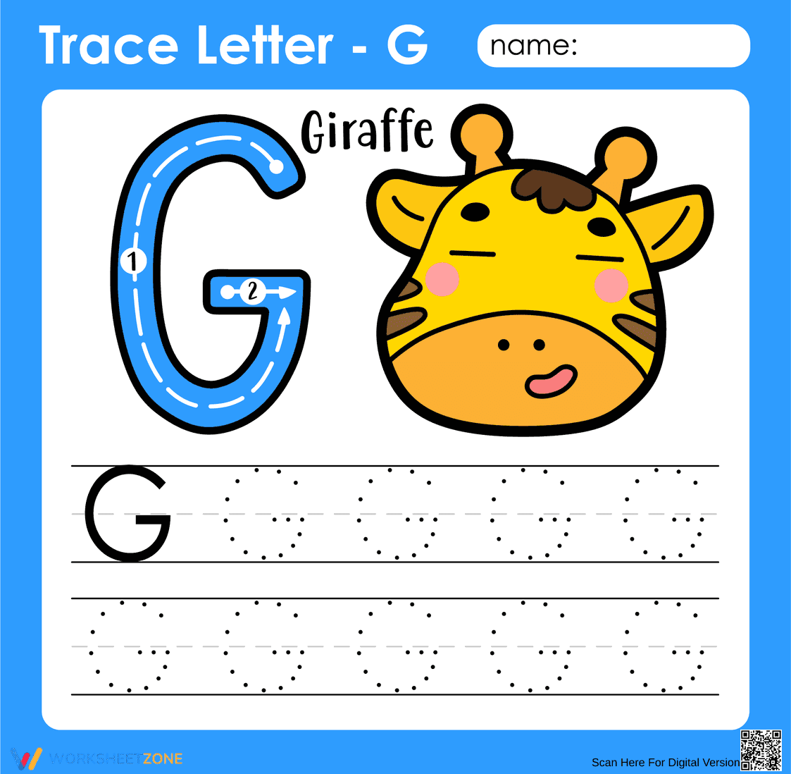 Trace Letter G Worksheet | Essential Kindergarten Practice - Page 1