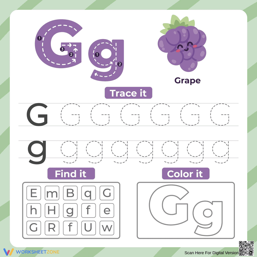 Printable Letter G Worksheet | Kindergarten Handwriting - Page 1
