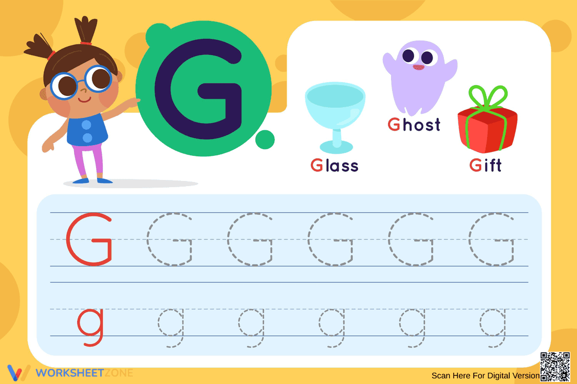Letter G Tracing Worksheet | Kindergarten Printable - Page 1