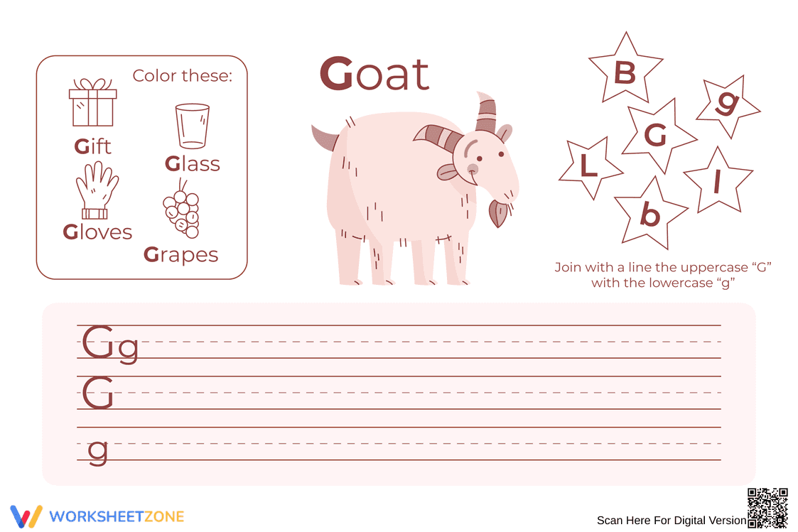 Printable Letter G Worksheet | Grade 1 English - Page 1