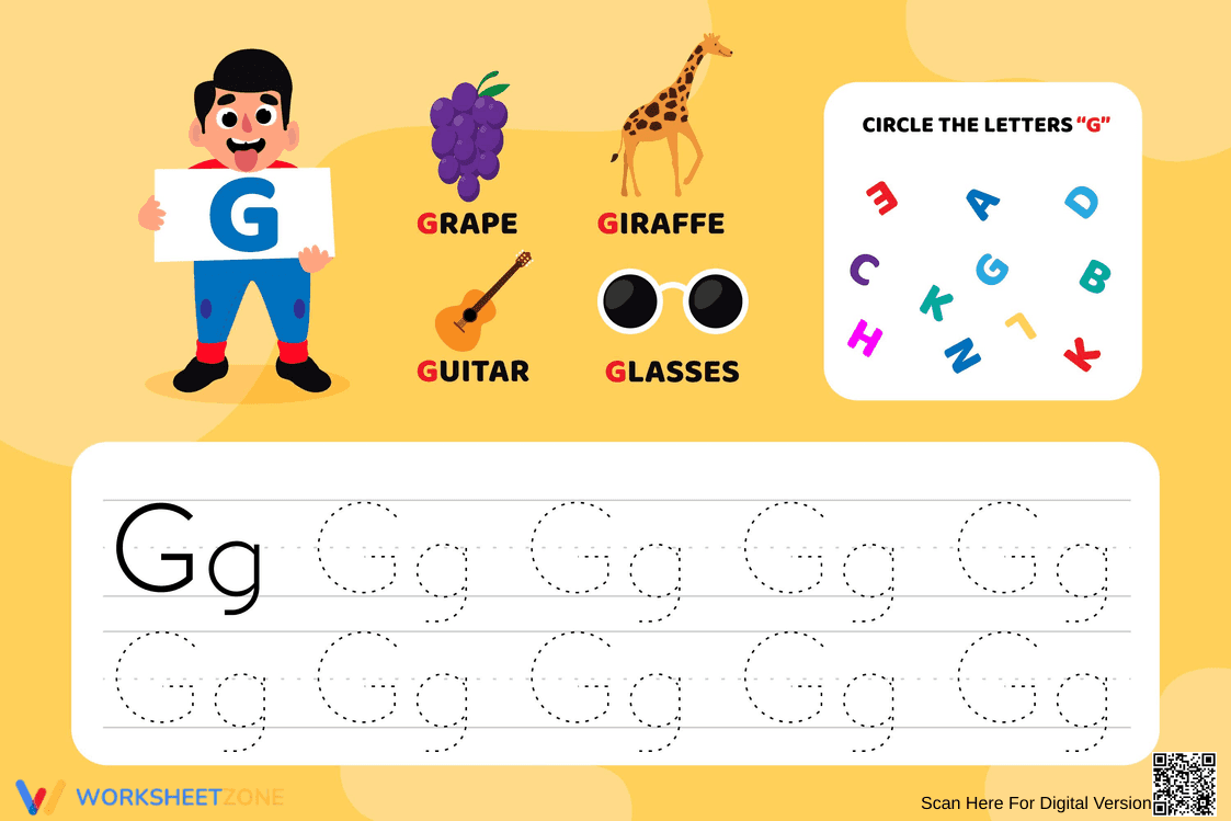 Practice the Letter G Worksheet - Page 1