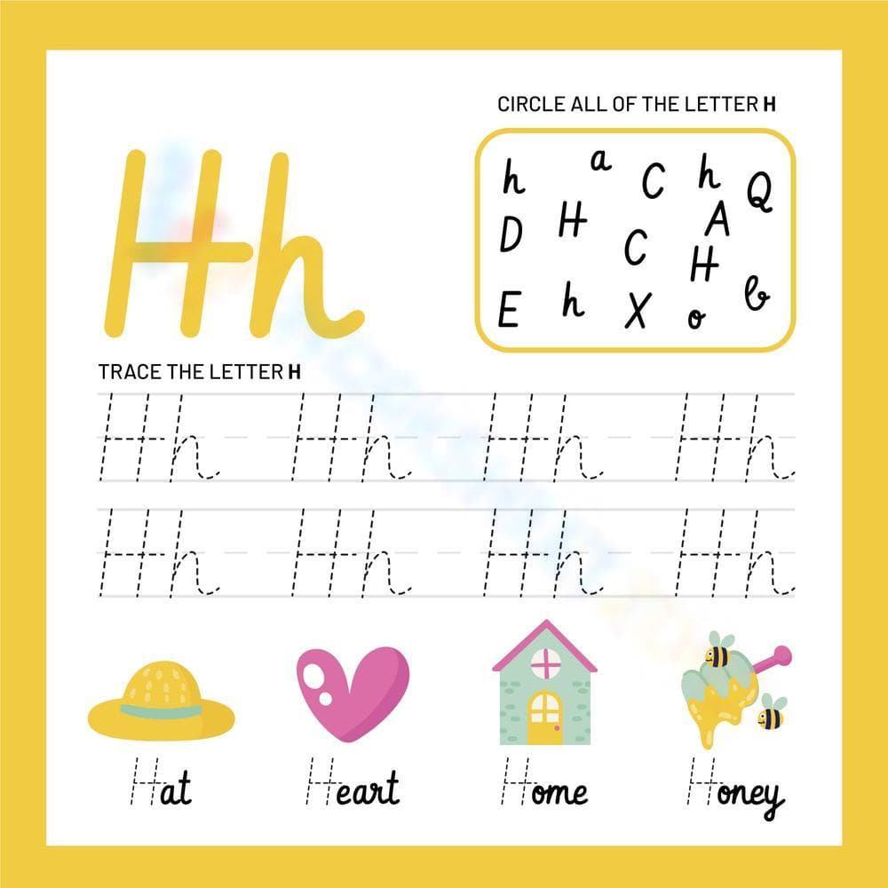 Trace Cursive Letter H Worksheet - Page 1