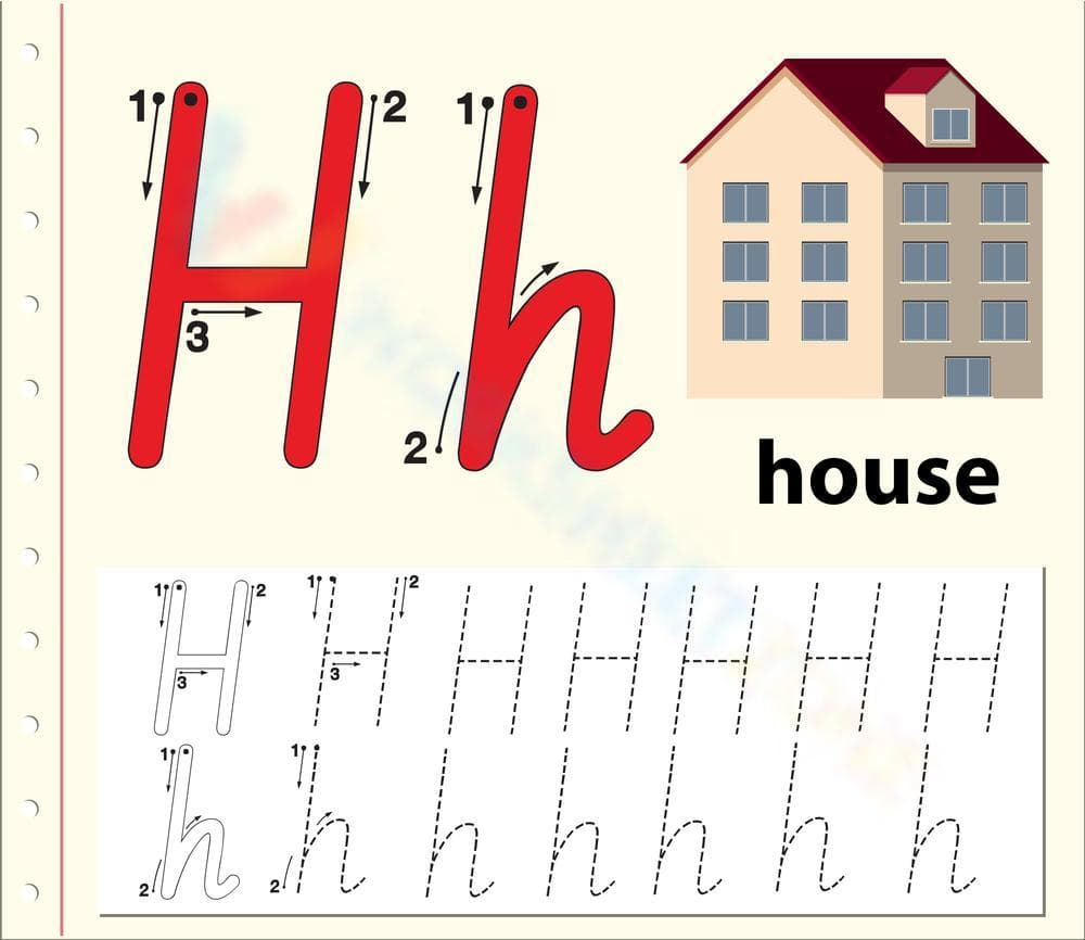 How to Write Letter H in Cursive - Page 1