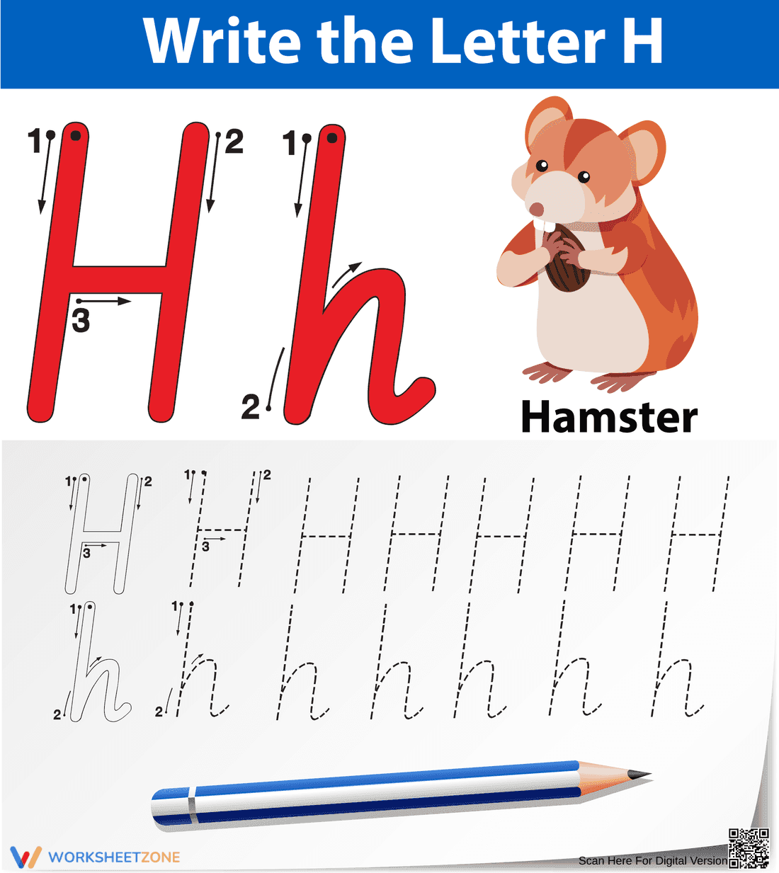 Printable Letter H Tracing Worksheet | Grade 1 Ready - Page 1