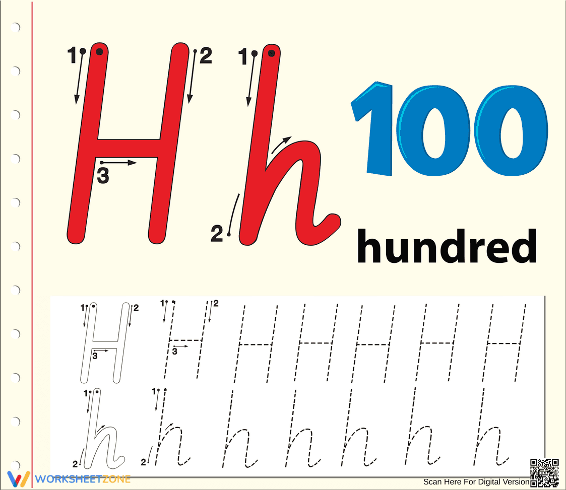 Letter H Handwriting Worksheet | Printable Grade K - Page 1