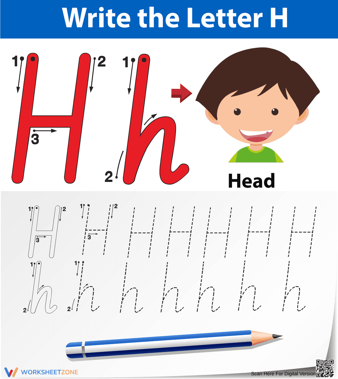 Letter H Tracing Worksheet | Essential Grade K-1 Ready - Page 1