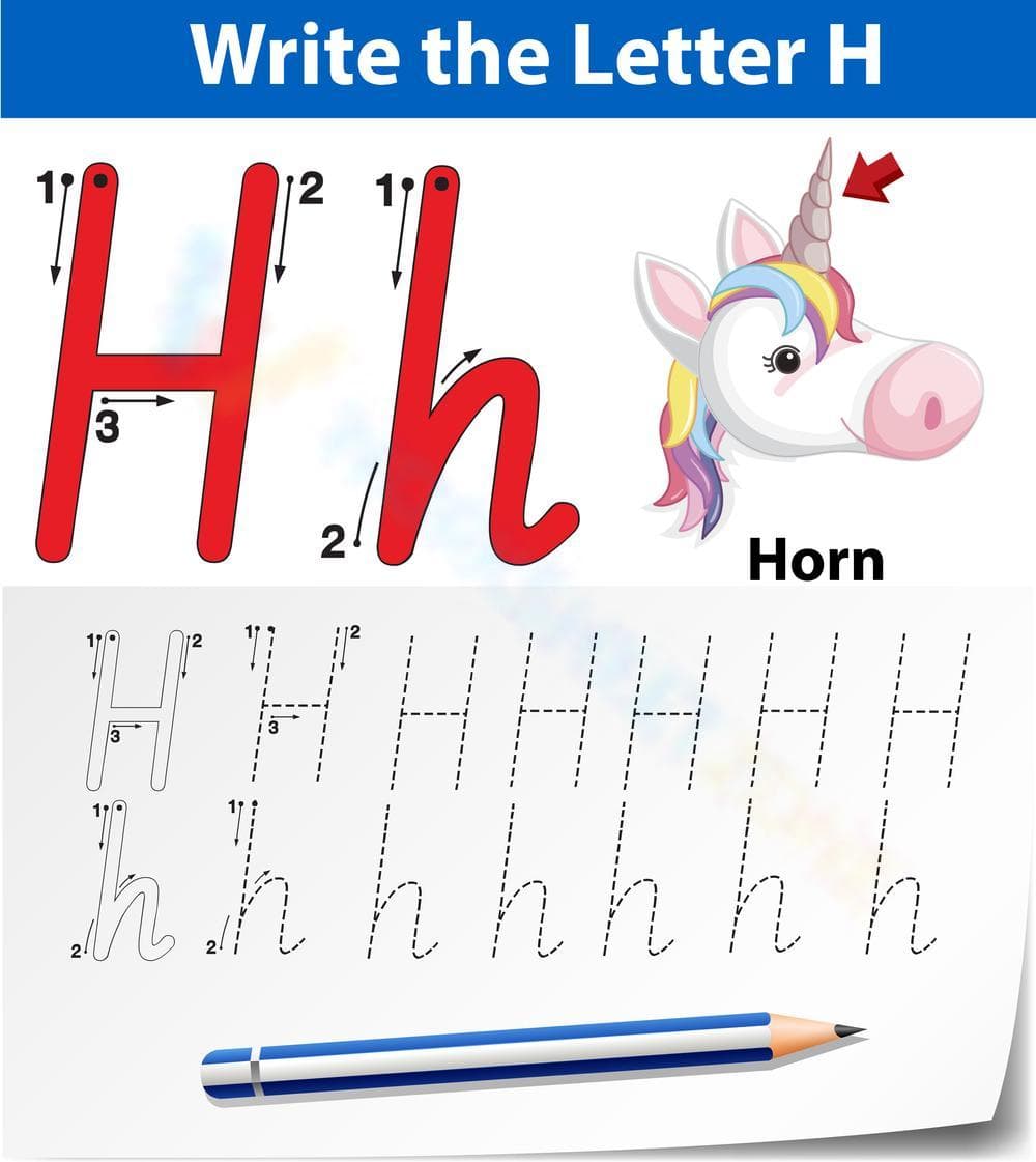 Magical Handwriting Practice for Letter H Tracing - Page 1