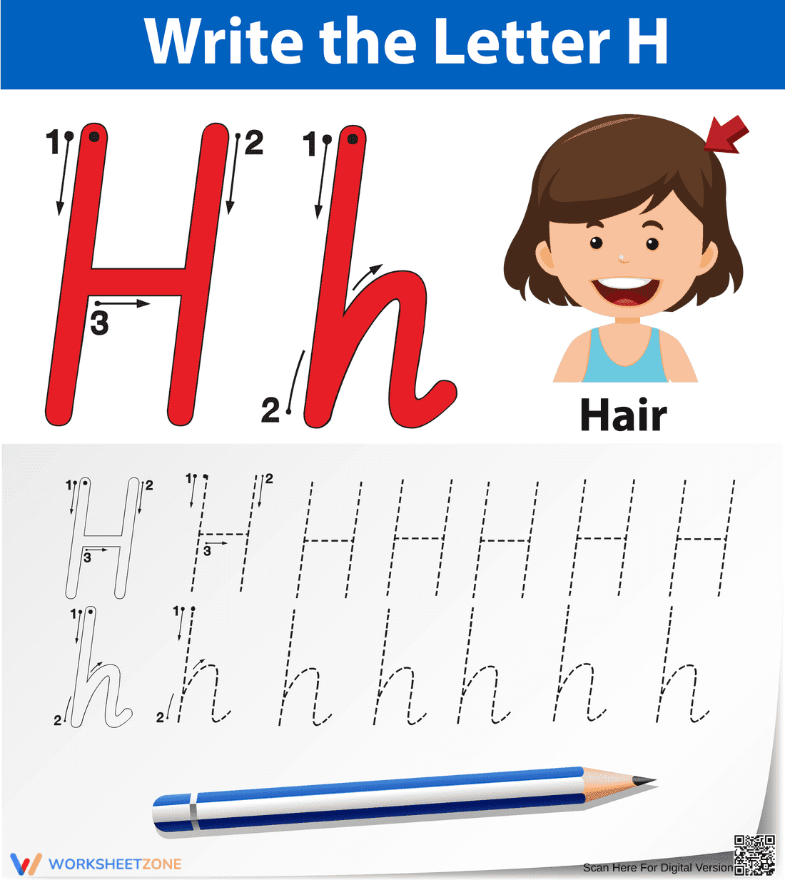 Essential Letter H Tracing Worksheet | Kindergarten - Page 1