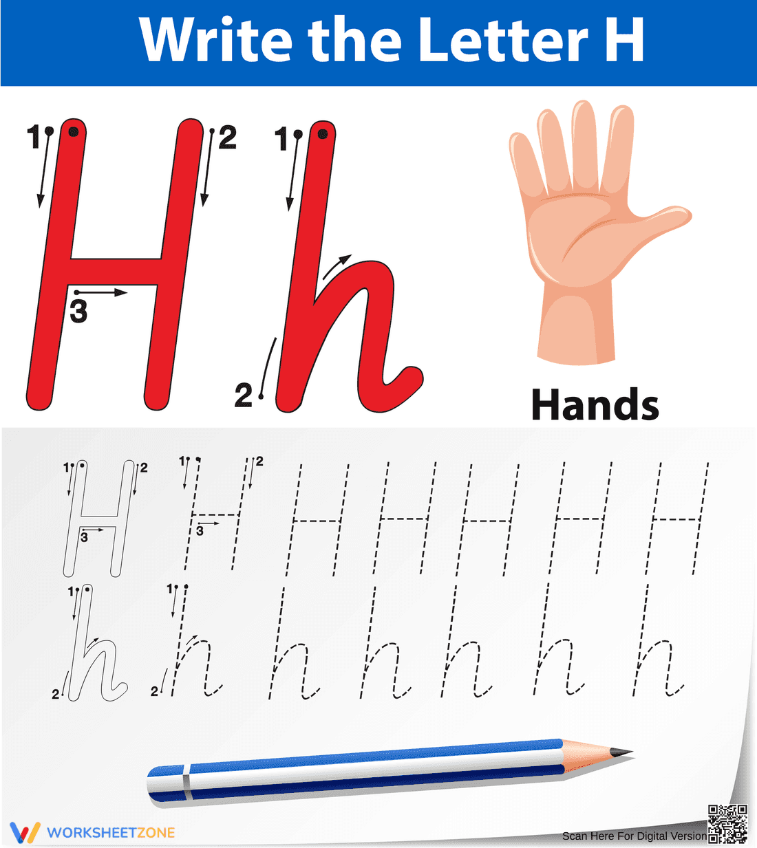 Printable Letter H Tracing Worksheet | Pre-K - Page 1