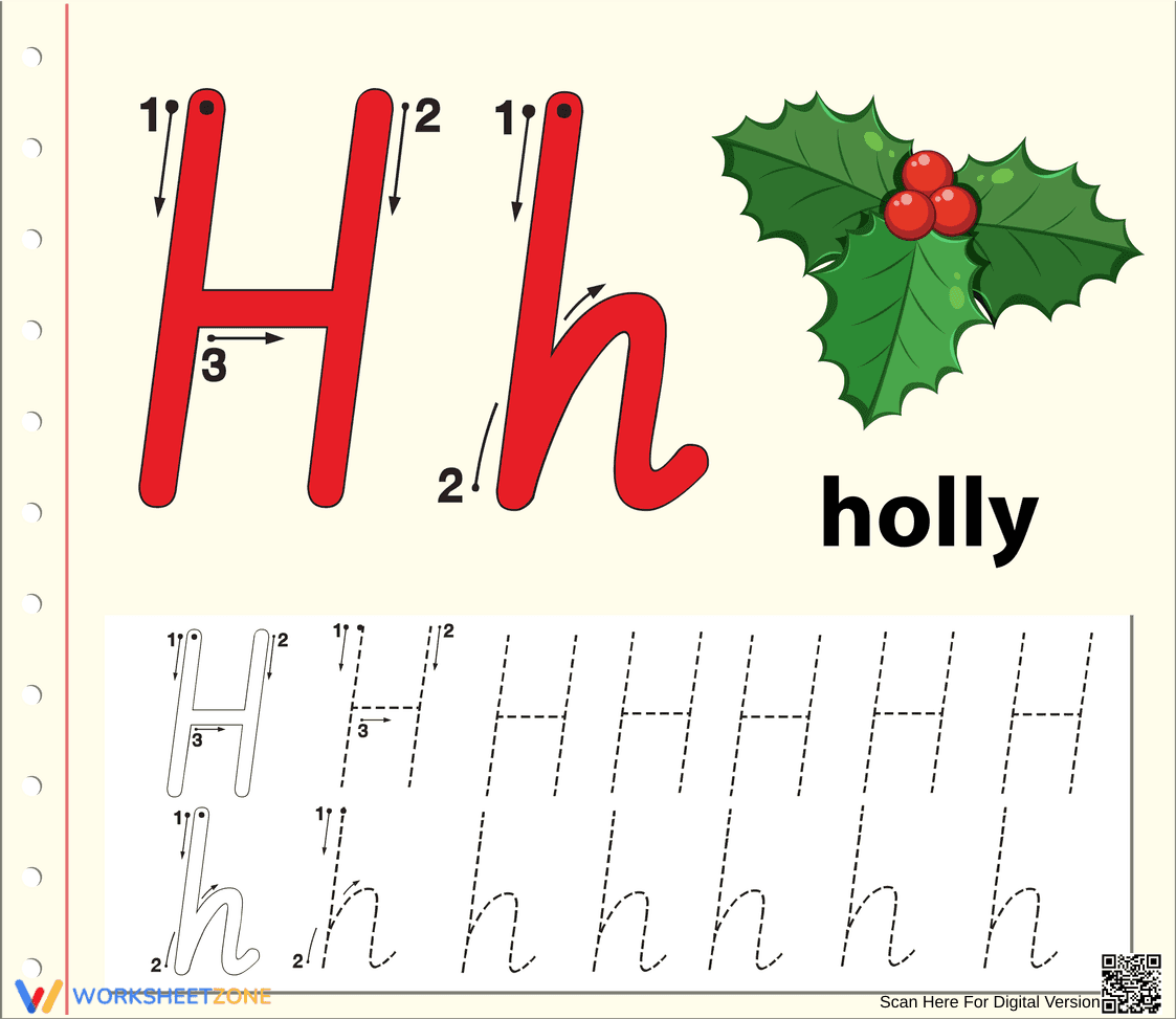 'H' is for Holly Worksheet - Page 1