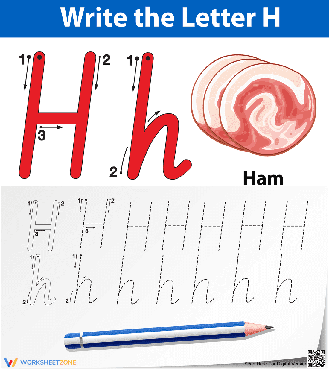 'H' is for Ham Worksheet - Page 1