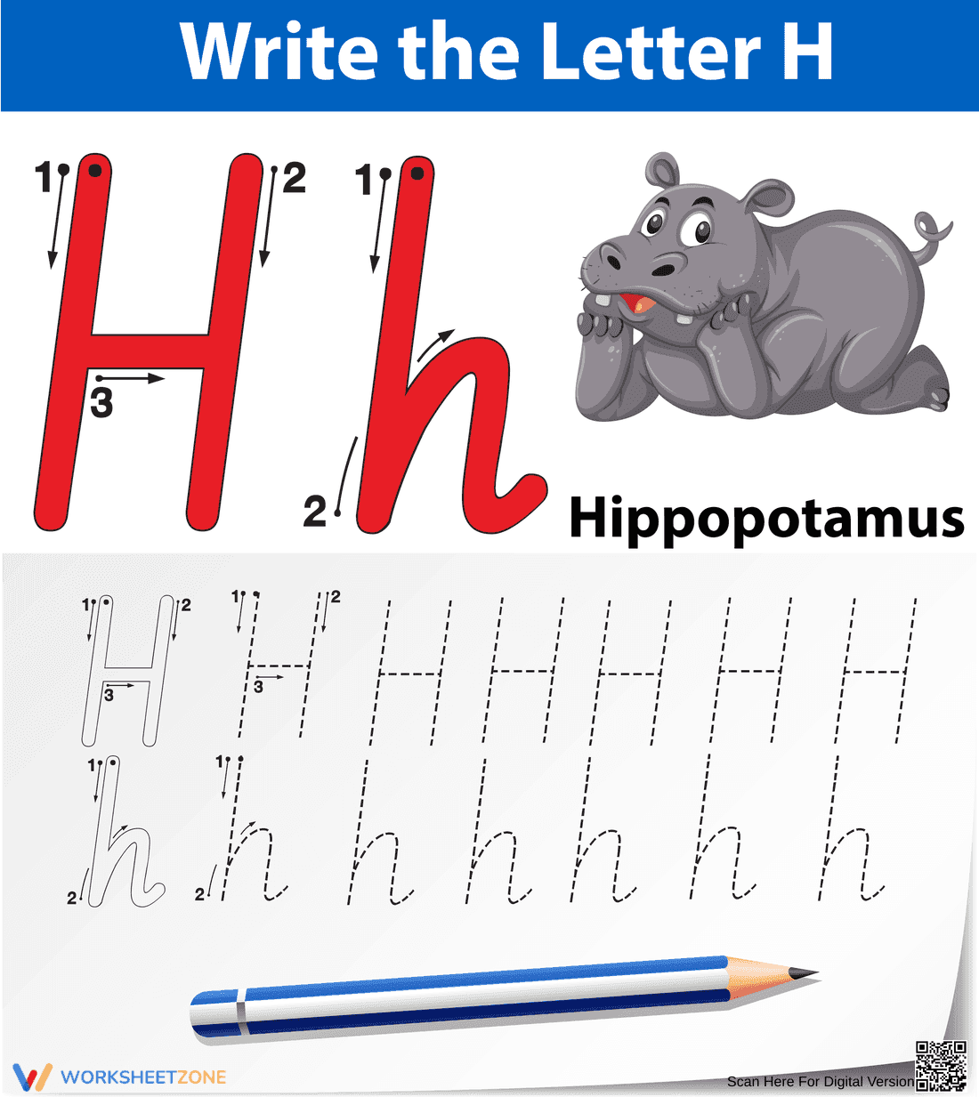 Letter H Tracing Worksheet | Essential Preschool Ready - Page 1