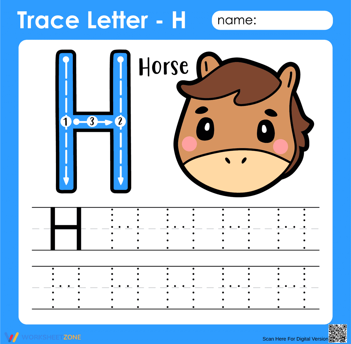 Letter H Tracing Worksheet | Grade K Printable - Page 1