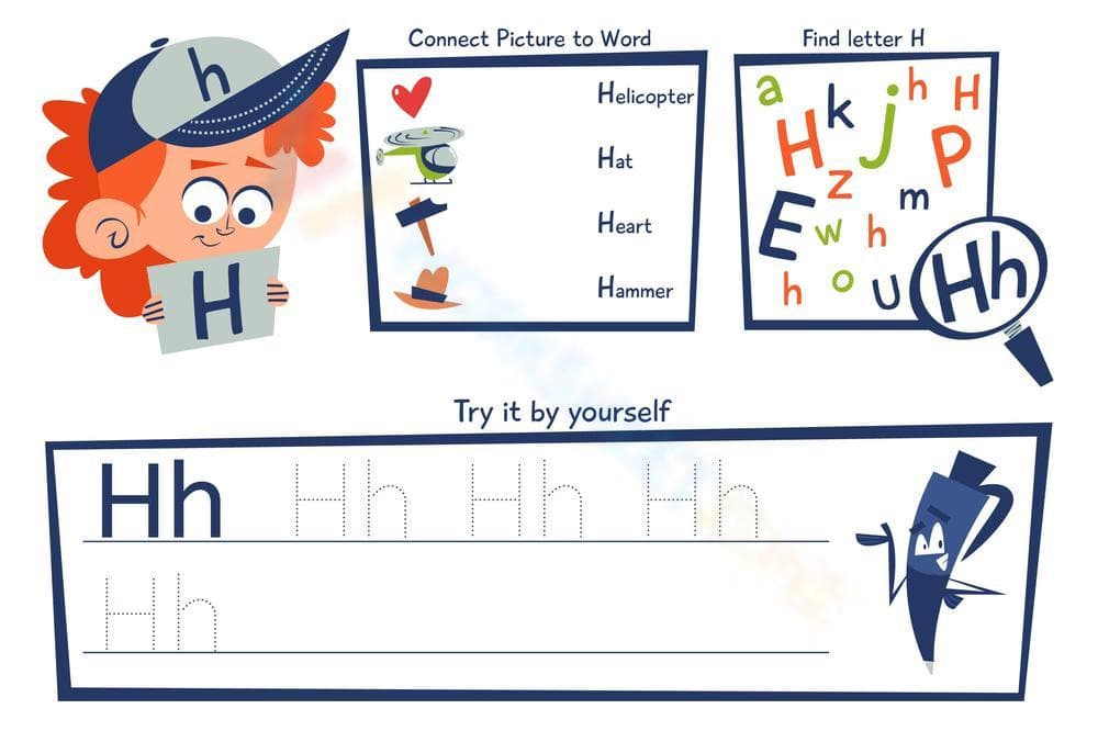 Letter H Printable Worksheet | Grade K Handwriting - Page 1