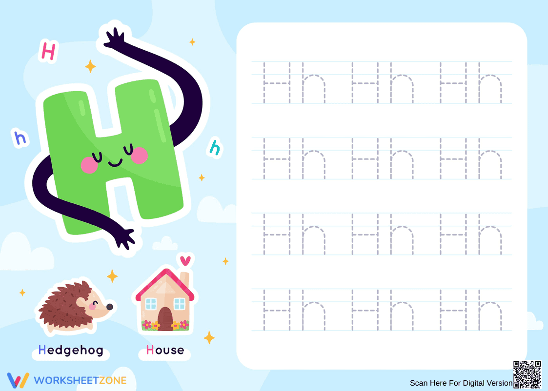 Letter H Tracing Worksheet | Essential Kindergarten Ready - Page 1
