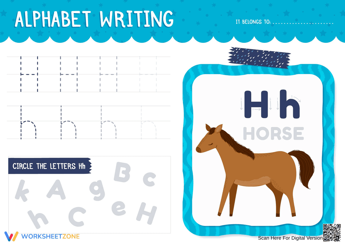 Grade K Letter H — Printable No-Prep Worksheet - Page 1