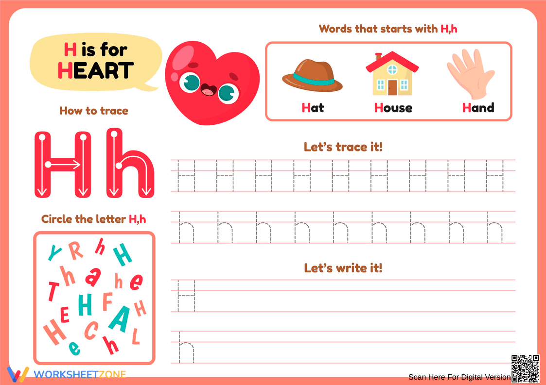 Letter H Handwriting Guide | Grade 1 Essential Worksheet - Page 1