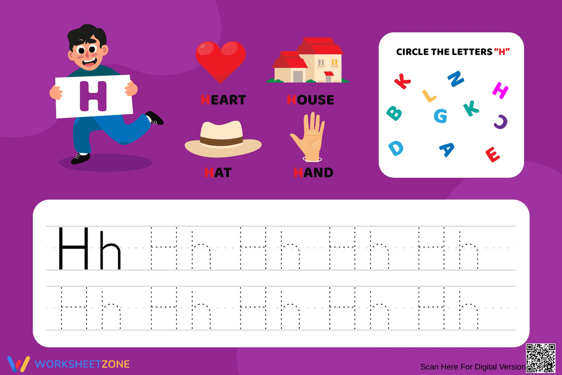 Letter H Tracing Worksheet | Essential Kindergarten Ready - Page 1