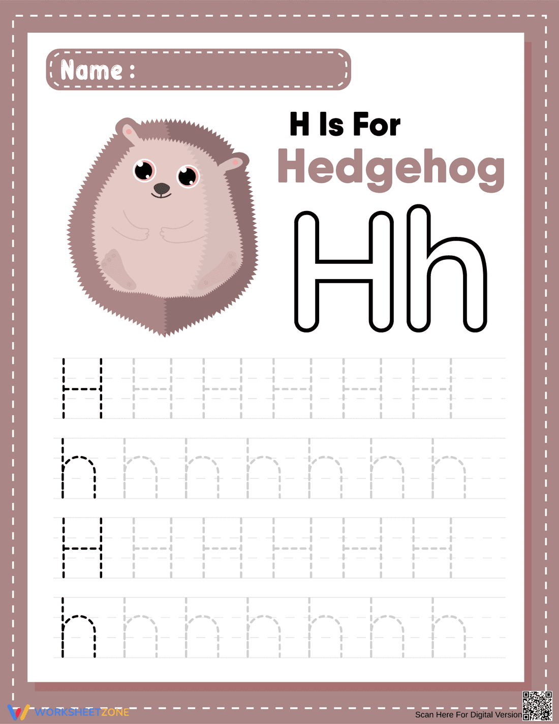 'H' is for Hedgehog Worksheet - Page 1