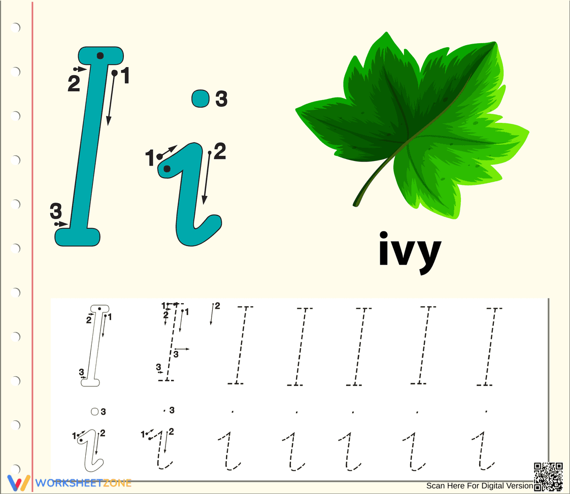 Letter I Tracing Worksheet | Essential Grade K Practice - Page 1