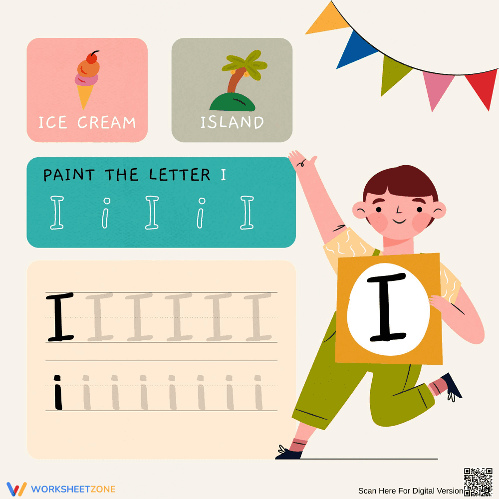 Printable Letter I Worksheet | Kindergarten ELA - Page 1