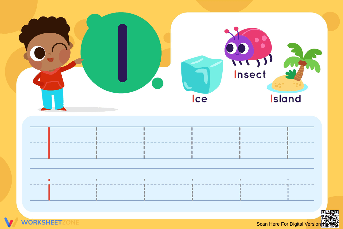 Practice Tracing Letter I for Kids - Page 1