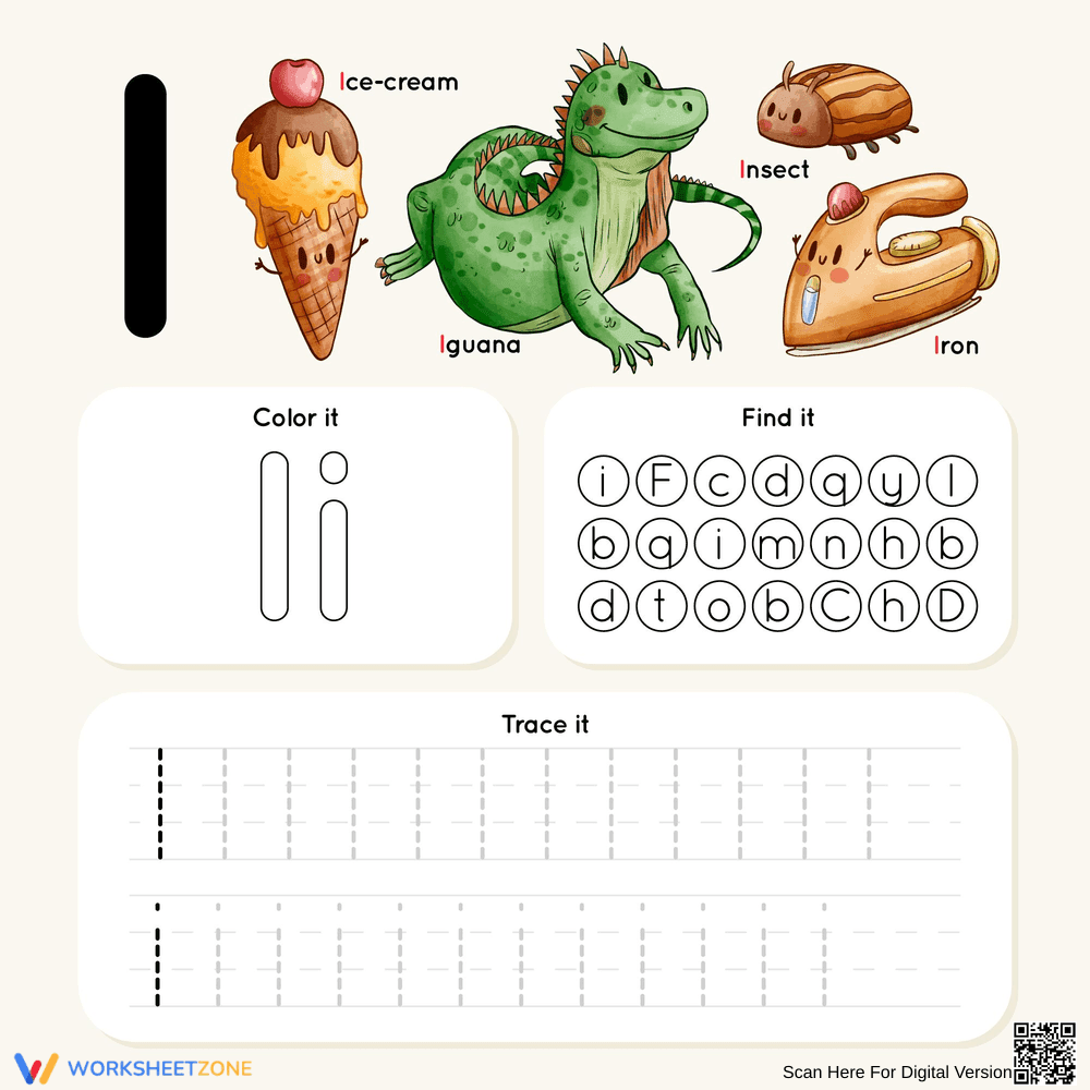 Letter I Tracing Worksheet | Essential Kindergarten Ready - Page 1