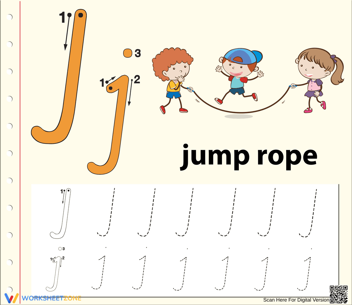 Letter J Tracing Worksheet | Essential Kindergarten Ready - Page 1