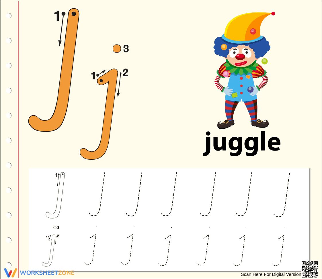 Letter J Tracing Worksheet | Essential Grade K Ready - Page 1