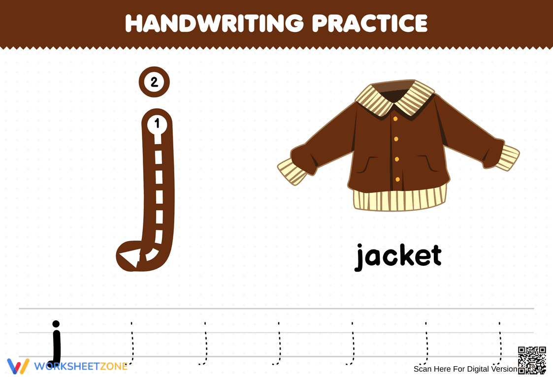 How to Write Letter J for Kids - Page 1