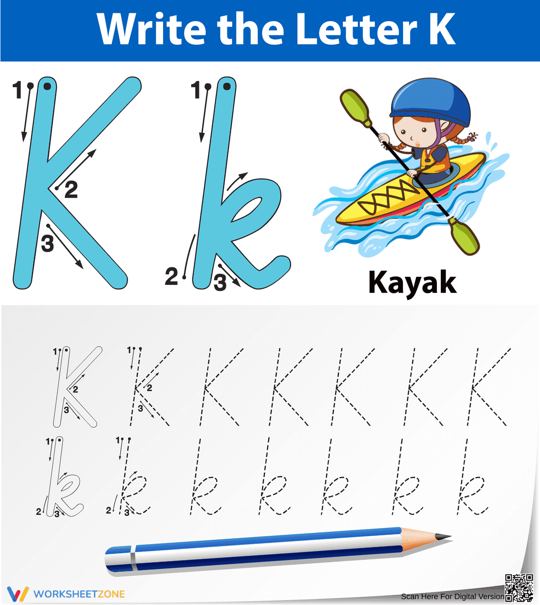 Printable Cursive Letter K Tracing | Grade K-1 - Page 1