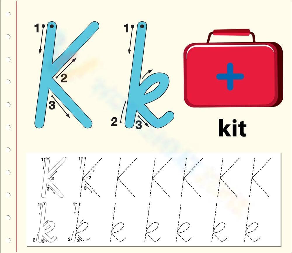 K is for Kit: Introductory Letter K Worksheet - Page 1