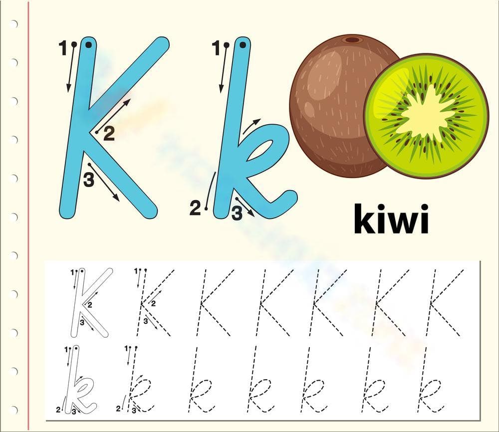 K is for Kiwi: Associating Letter K with Fruits - Page 1
