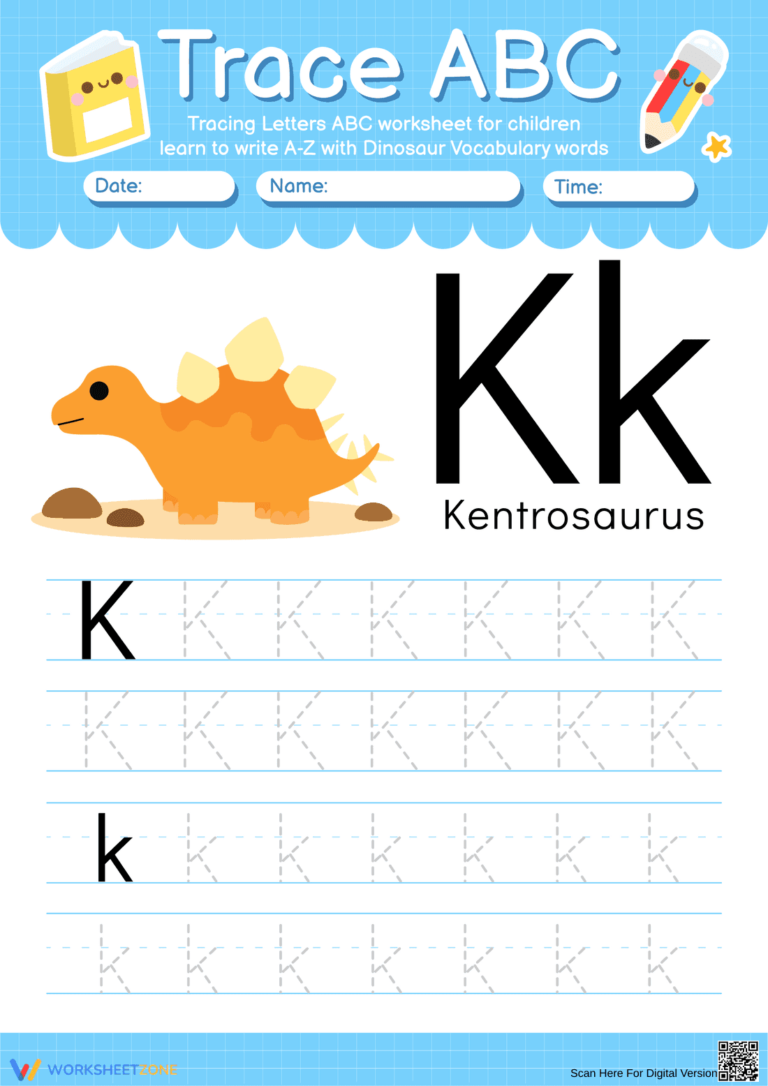Trace ABC: Letter K Tracing Practice - Page 1