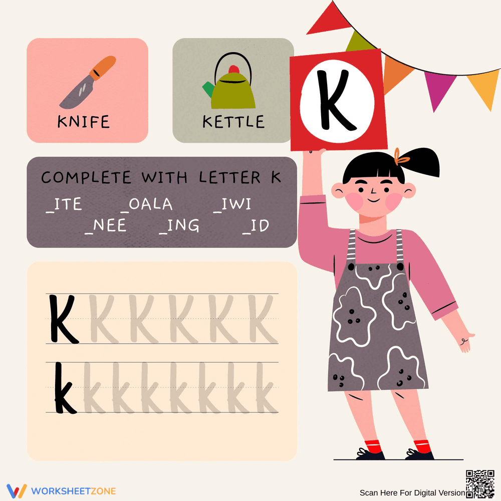 Learn the Letter K: Alphabet Recognition - Page 1