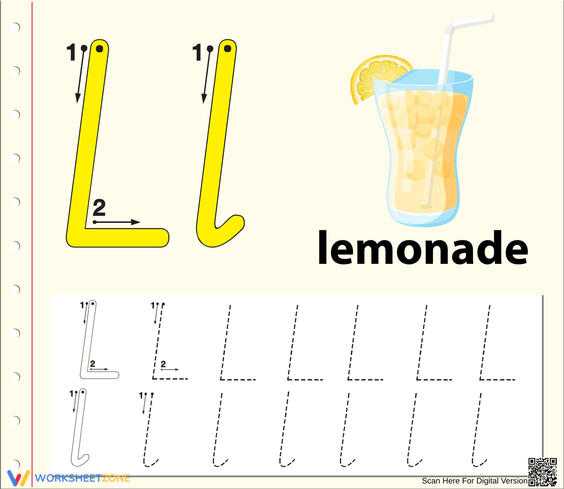 L is for Lemonade: Letter Recognition Fun - Page 1