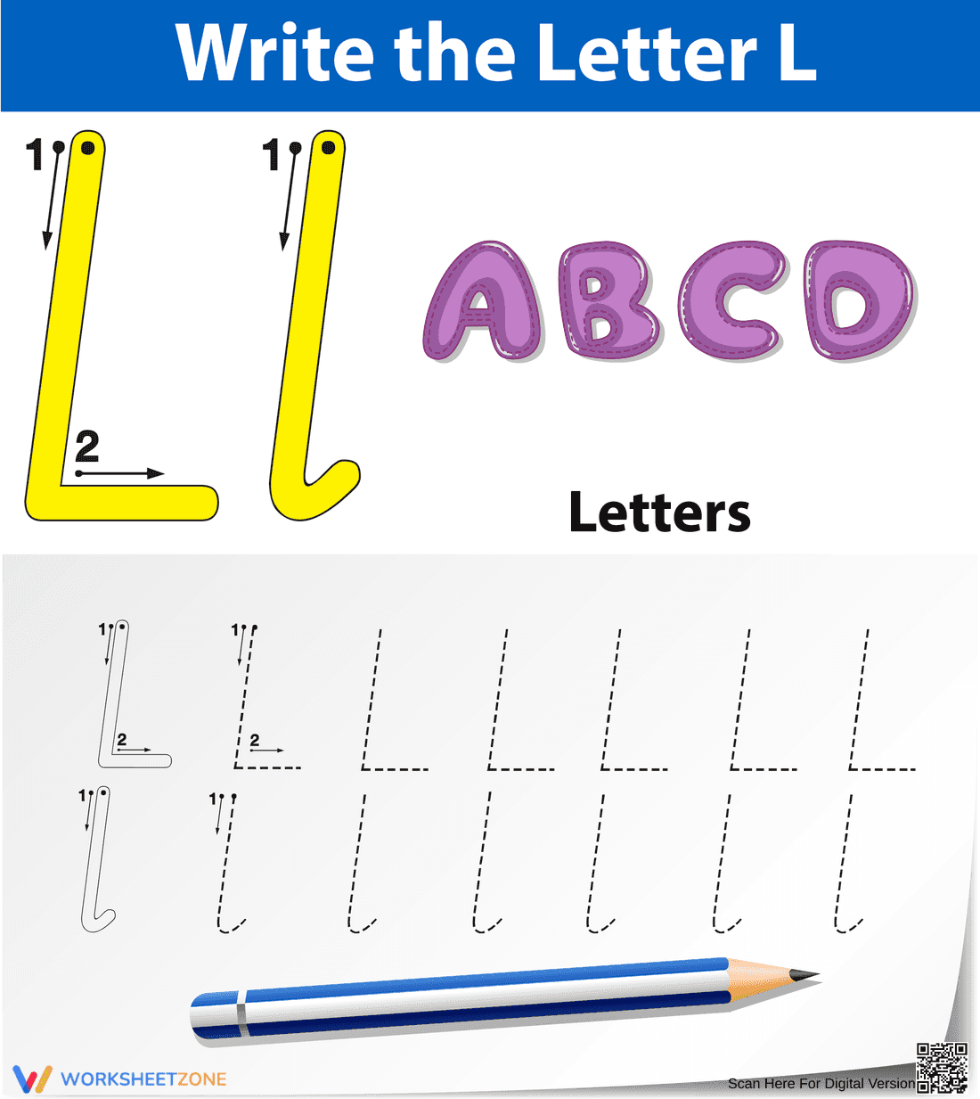 Letter L Tracing Worksheet | Printable Pre-K & K - Page 1