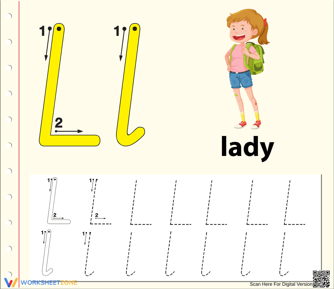 L is for Lady: Beginning Letter Sounds - Page 1