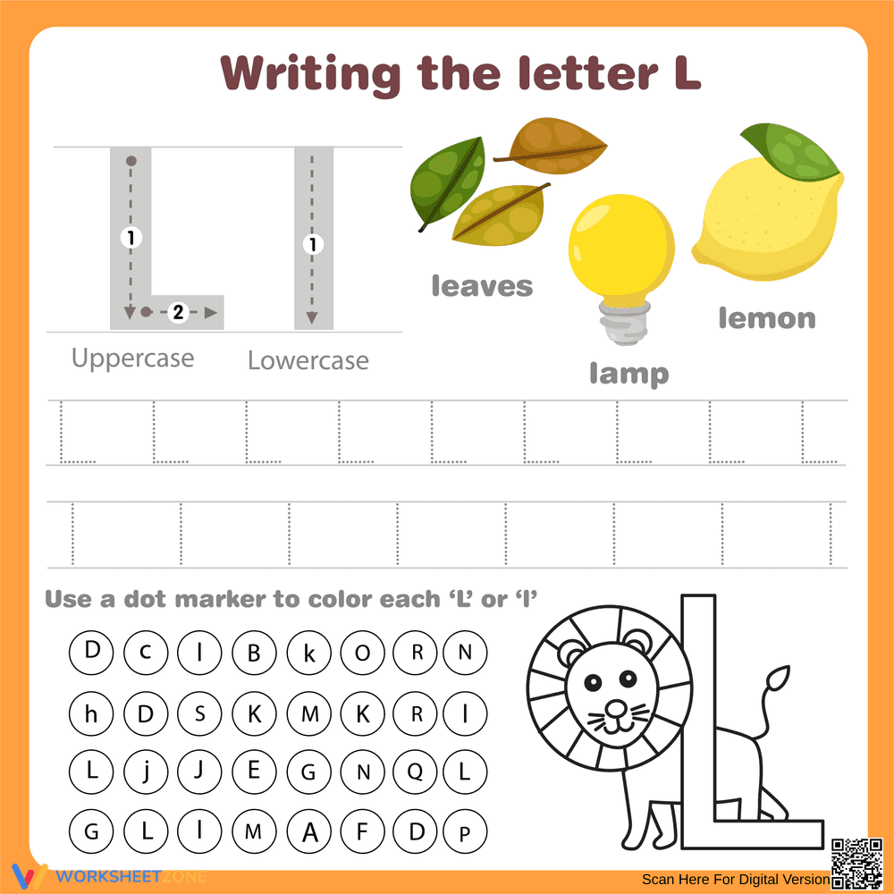 Writing the Letter L: Handwriting Skills - Page 1