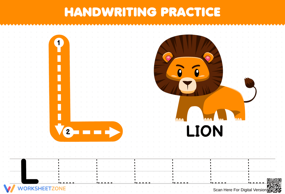 Letter L Handwriting Practice Worksheet - Page 1